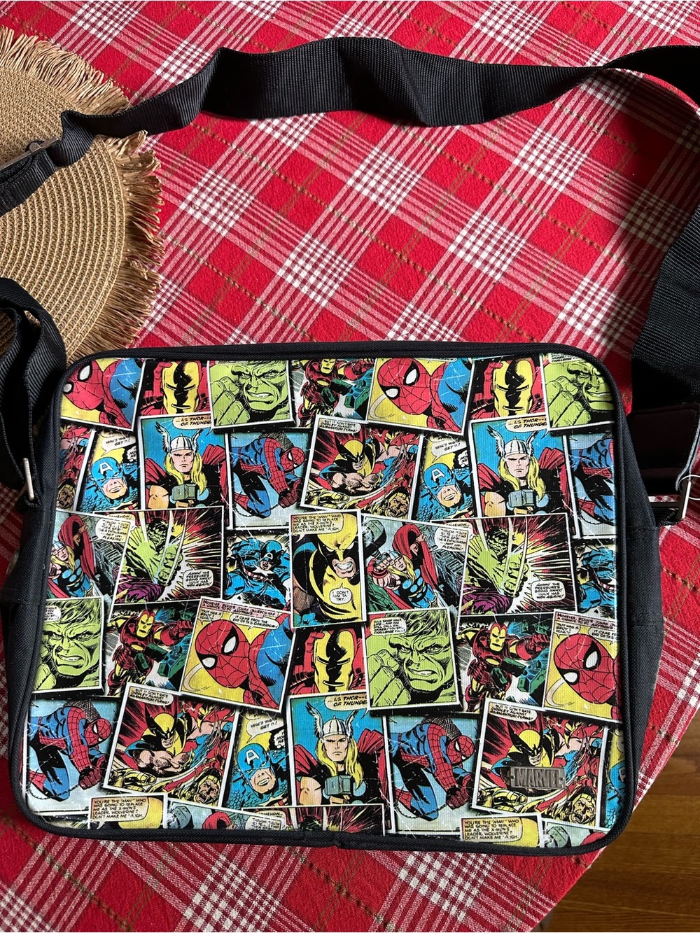 Marvel Multicolor Comic-Panel Messenger Bag with Black Strap